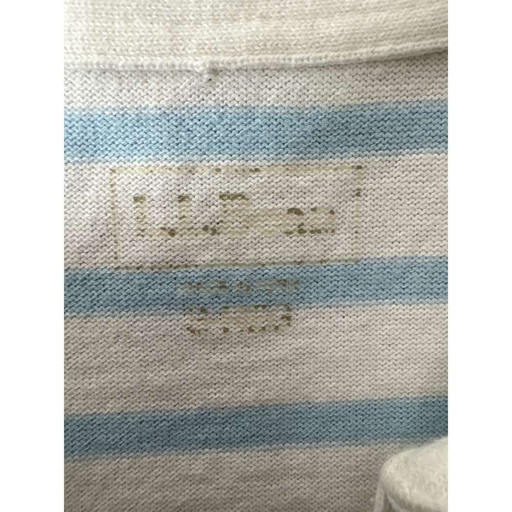 L.L. Bean Womens Blue Striped Cotton V-Neck Rugby Sweater Sz M Coastal Grandma - Picture 5 of 10
